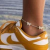 Micro Butterfly Tennis Anklet In Yellow Gold