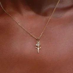 Solid Gold Micro Flower Pendant