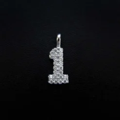 Solid Gold Number Pendants In White Gold