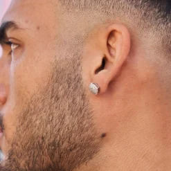 10mm Pave Set Stud Earrings In White Gold -Fashion Jewelry Discount Store 10mmPaveSetStudEarringsinWhiteGold1