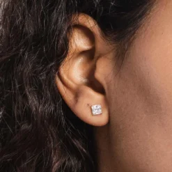 14k Princess Cut Stud Earrings In White Gold -Fashion Jewelry Discount Store 14k princess cut stud earrings in white gold gld women the gld shop 3