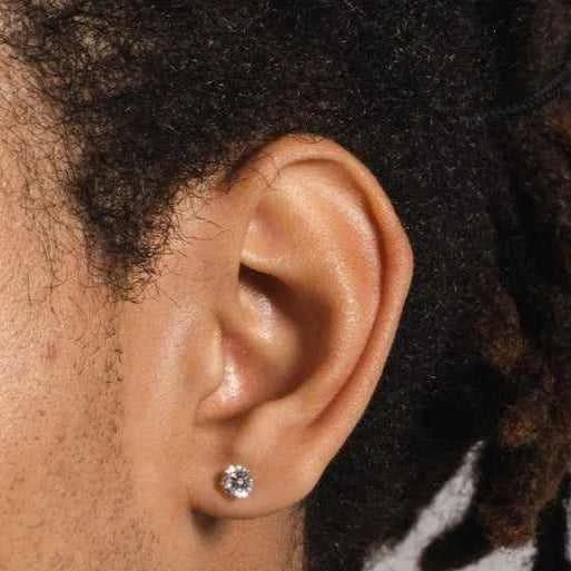 14k Round Cut Diamond Earring - Single Stud 2 14k Round Cut Diamond Earring - Single Stud - Image 2