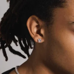 14k Square Cut Diamond Earring - Single Stud -Fashion Jewelry Discount Store 14k square cut diamond earring single stud gld men the gld shop 2