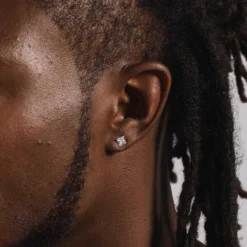 14k Square Cut Diamond Earring - Single Stud -Fashion Jewelry Discount Store 14k square cut diamond earring single stud gld men the gld shop 3