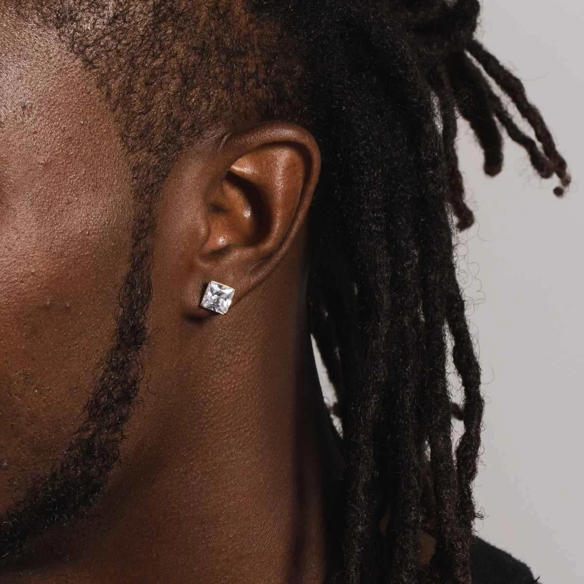 Solid Gold Square Cut Diamond Earrings - Pair 2 Solid Gold Square Cut Diamond Earrings - Pair - Image 2