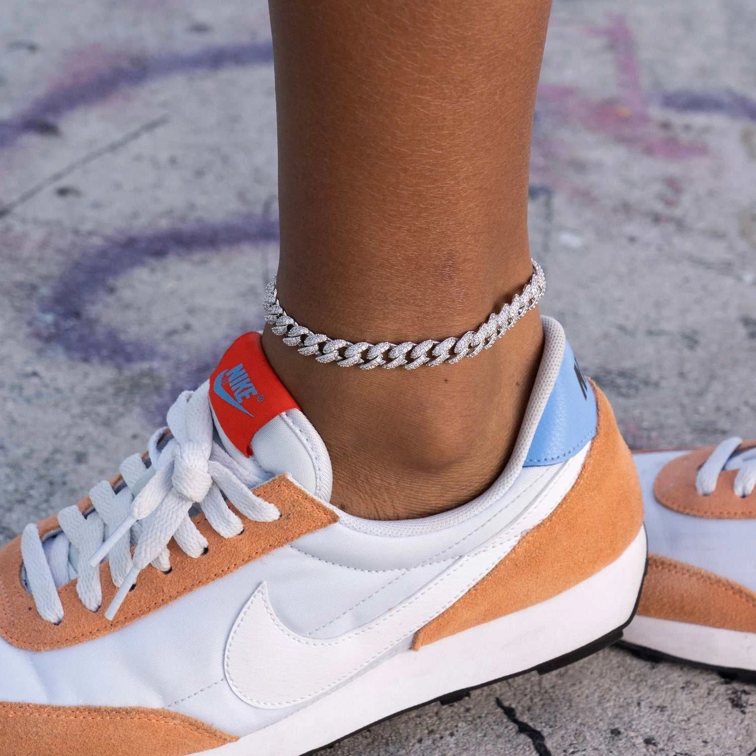 Iced Cuban Anklet In White Gold - 8.5mm 3 Iced Cuban Anklet In White Gold - 8.5mm - Image 3