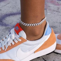 Iced Cuban Anklet In White Gold - 8.5mm