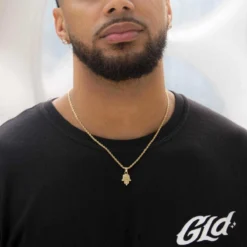 18k Vermeil Hamsah Micro Pendant -Fashion Jewelry Discount Store 18k vermeil hamsah micro pendant gld men the gld shop 2