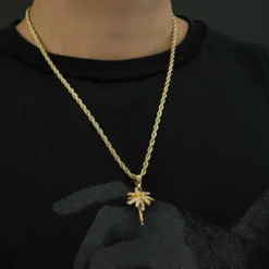 18k Vermeil Iced Palm Tree -Fashion Jewelry Discount Store 18k vermeil iced palm tree gld men the gld shop 2 scaled