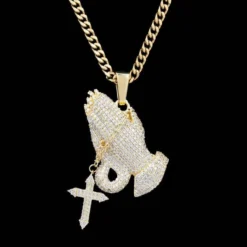 18k Vermeil Iced Praying Hands Pendant -Fashion Jewelry Discount Store 18k vermeil iced praying hands pendant gld men the gld shop 4 a931783e 1a2e 42cc 8fe6 7844ce05ca47