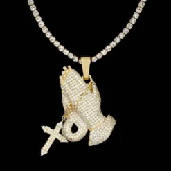 18k Vermeil Iced Praying Hands Pendant -Fashion Jewelry Discount Store 18k vermeil iced praying hands pendant gld men the gld shop 7 acc010d5 d59d 4573 8890 e17de6398f7e