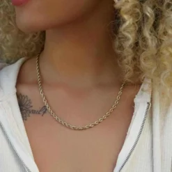 18k Vermeil Rope Necklace - 4mm -Fashion Jewelry Discount Store 18k vermeil rope necklace 4mm gld women the gld shop 2