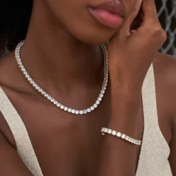 Tennis Necklace + Bracelet Bundle In Yellow Gold - 5mm