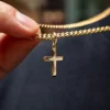 Micro Simple Cross Pendant In Yellow Gold