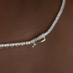 Diamond Tennis Necklace In Yellow Gold- 2mm -Fashion Jewelry Discount Store 2023 07 11 GLD AUGUSTECOM 0051