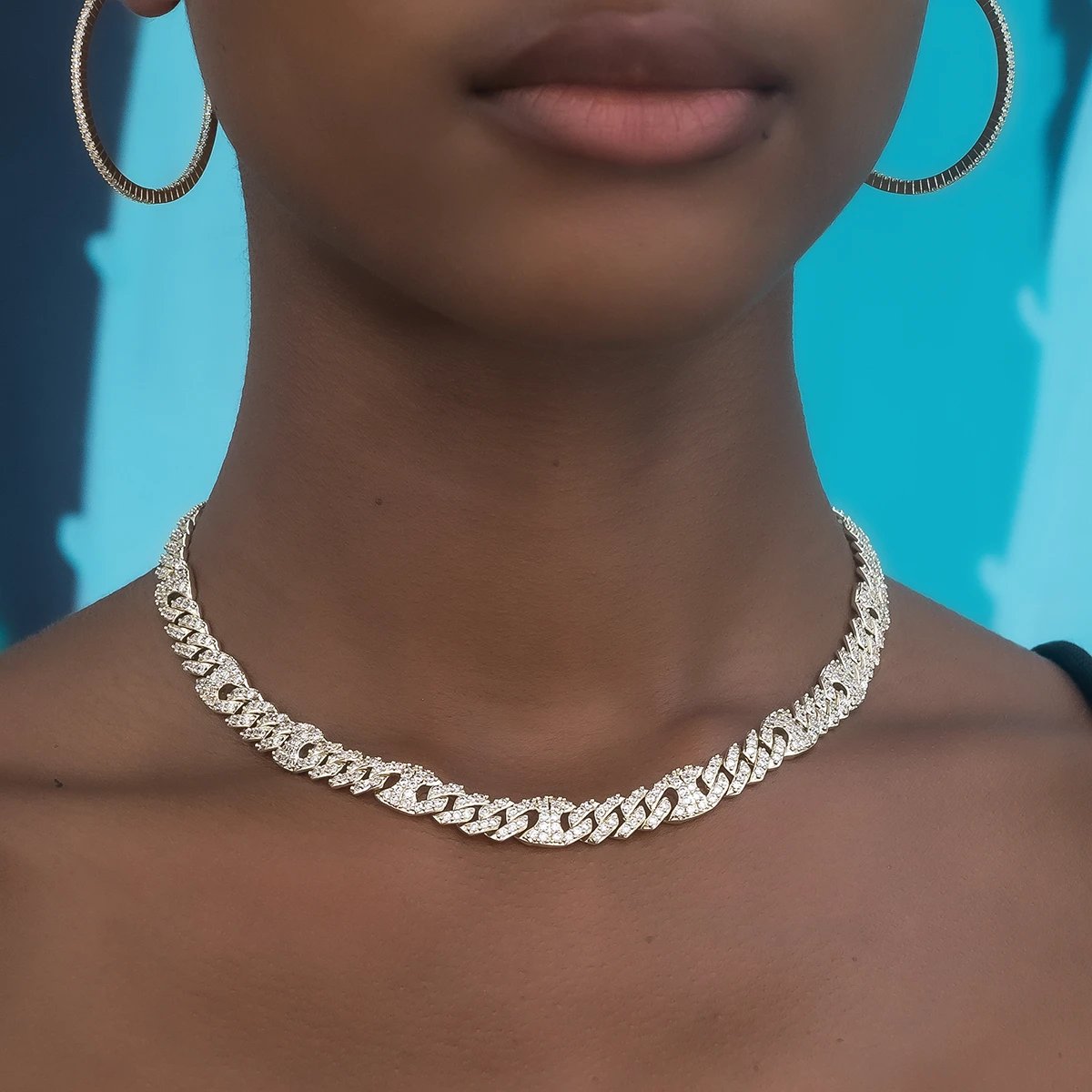 Iced Mariner Puffed Cuban Necklace In Yellow Gold 4 Iced Mariner Puffed Cuban Necklace In Yellow Gold - Image 4