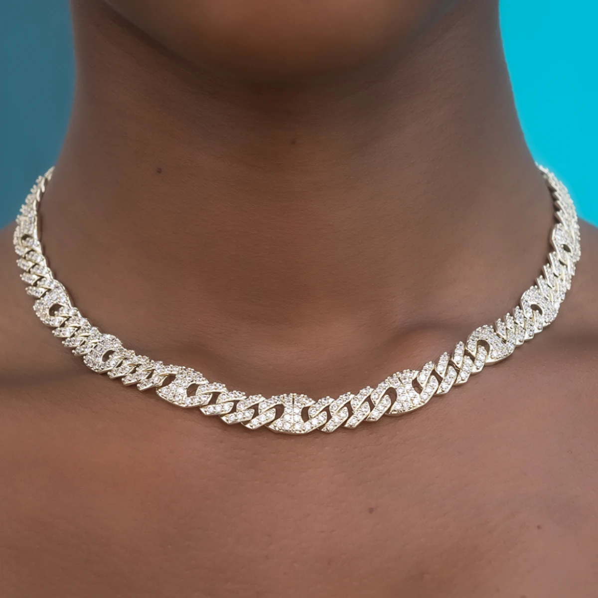 Iced Mariner Puffed Cuban Necklace In Yellow Gold 2 Iced Mariner Puffed Cuban Necklace In Yellow Gold - Image 2