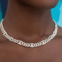 Iced Mariner Puffed Cuban Necklace In Yellow Gold