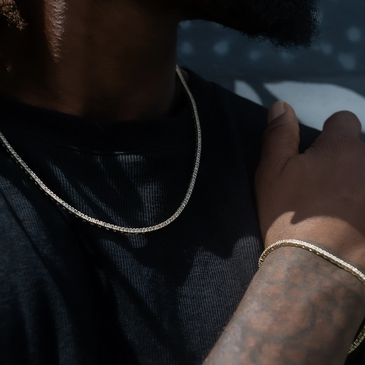 Diamond Tennis Chain + Bracelet Bundle In Yellow Gold- 2mm 4 Diamond Tennis Chain + Bracelet Bundle In Yellow Gold- 2mm - Image 4