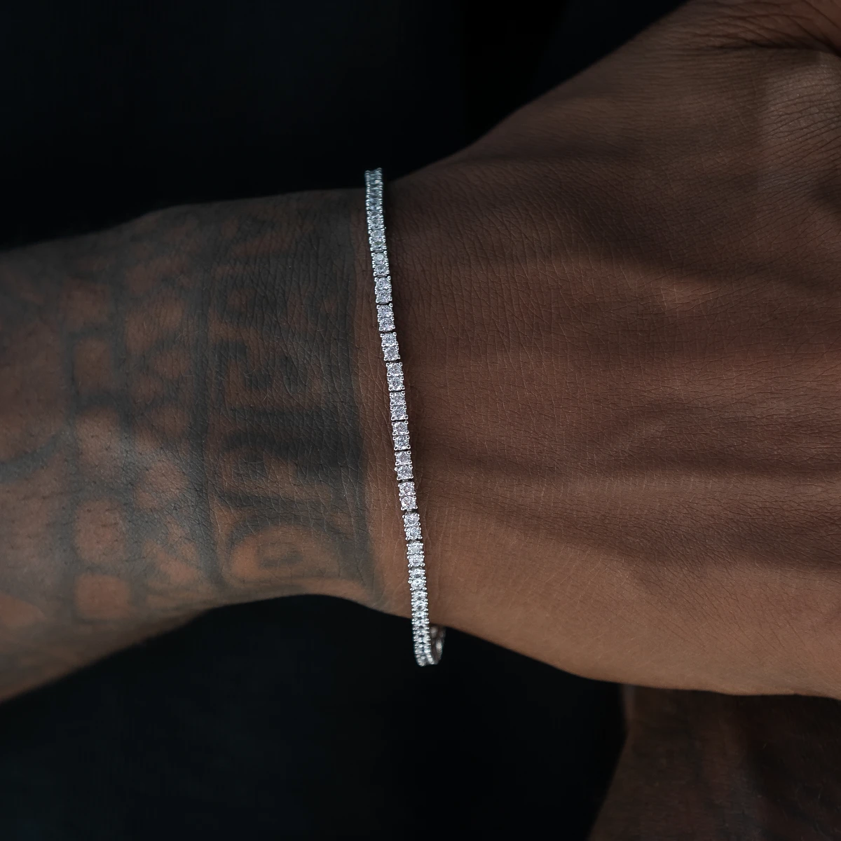 Diamond Tennis Chain + Bracelet Bundle In White Gold- 2mm 3 Diamond Tennis Chain + Bracelet Bundle In White Gold- 2mm - Image 3