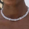 Iced Mariner Puffed Cuban Necklace In White Gold