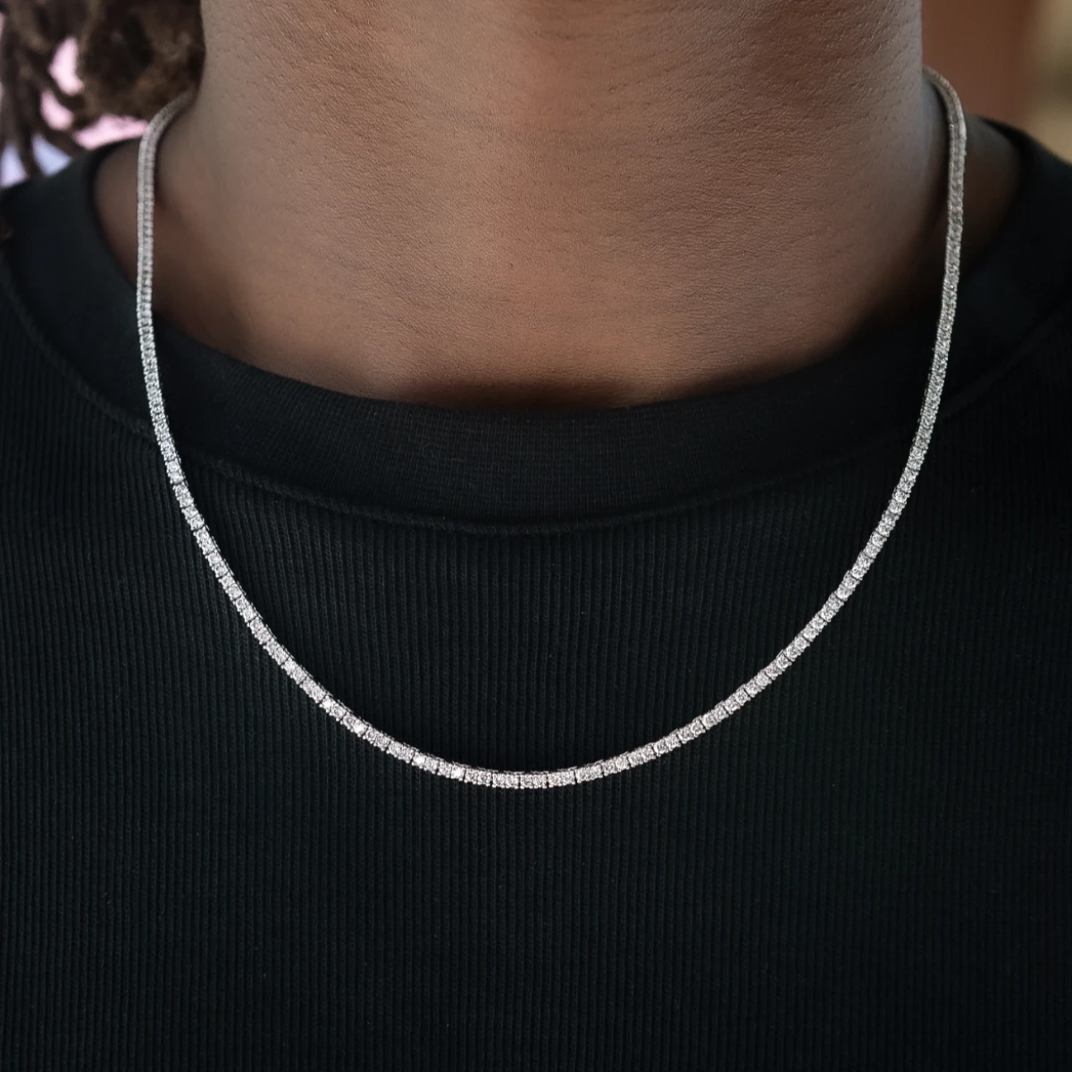 Diamond Tennis Chain + Bracelet Bundle In White Gold- 2mm 2 Diamond Tennis Chain + Bracelet Bundle In White Gold- 2mm - Image 2