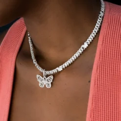 Small Iced Butterfly Pendant