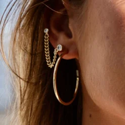 Connected Earring And Tube Hoops Set