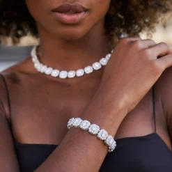 Clustered Tennis Necklace + Bracelet Bundle