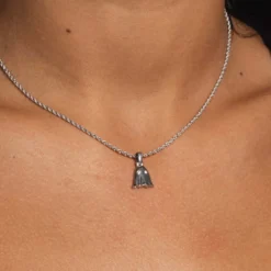 Solid White Gold Micro Ghost Pendant