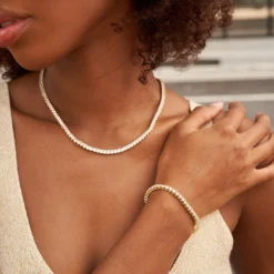 Tennis Necklace + Bracelet Bundle Yellow Gold - 3mm