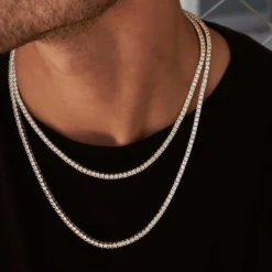 Diamond Tennis Necklace Bundle In Yellow Gold- 3mm