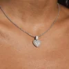 Solid White Gold Iced Heart Pendant