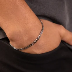 Figaro Bracelet In White Gold - 4mm