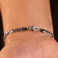 Figaro Bracelet In White Gold - 4mm -Fashion Jewelry Discount Store 4mmFigaroBracelet WG M 3