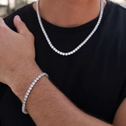 Diamond Tennis Necklaces + Bracelet Bundle In White Gold- 5mm 11 Diamond Tennis Necklaces + Bracelet Bundle In White Gold- 5mm -Fashion Jewelry Discount Store 5mmtennisbracelet3