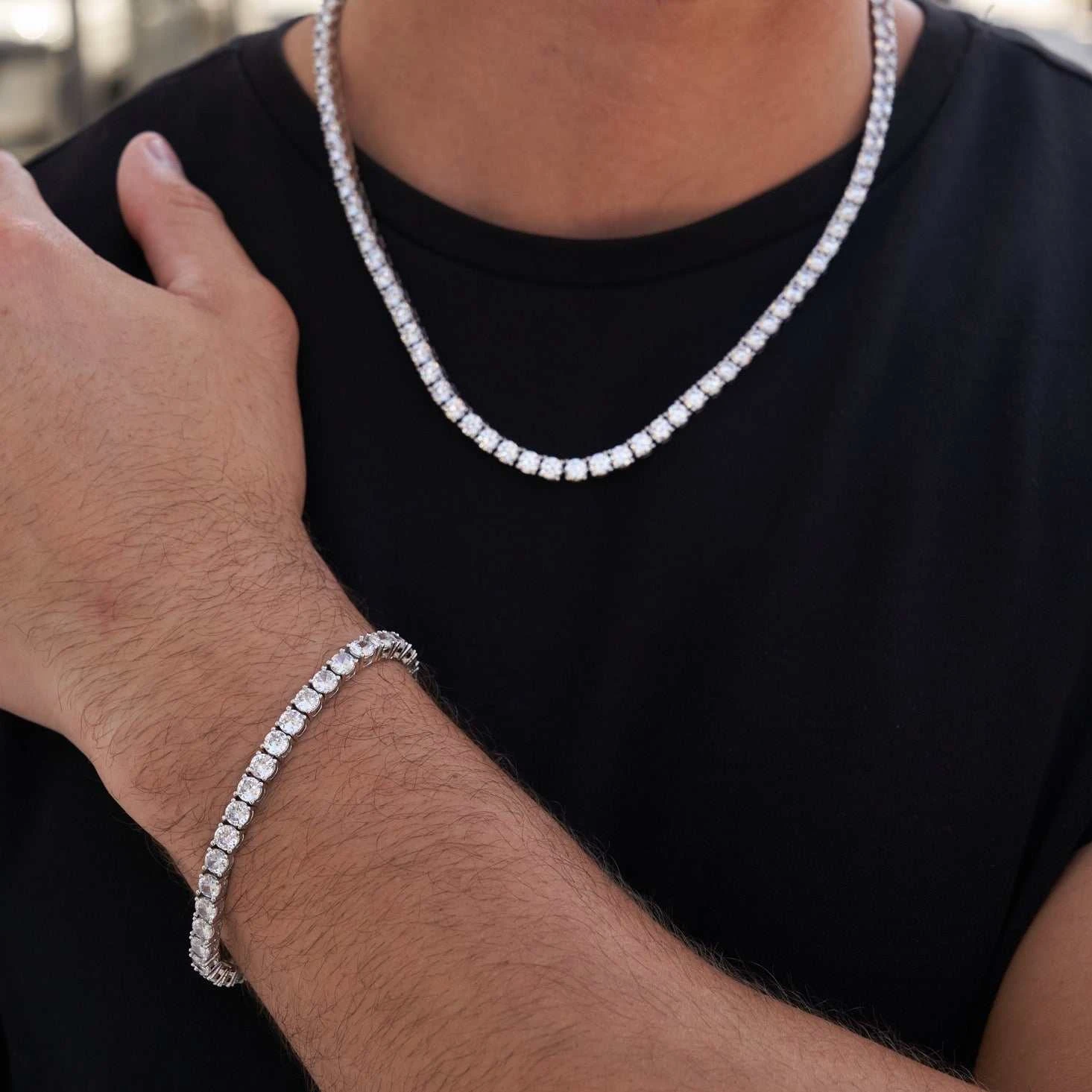 Diamond Tennis Necklaces + Bracelet Bundle In White Gold- 5mm 5 Diamond Tennis Necklaces + Bracelet Bundle In White Gold- 5mm - Image 5