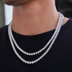 Diamond Tennis Necklace Bundle In White Gold- 5mm