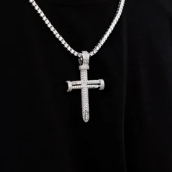 White Gold Nail Cross (Large) -Fashion Jewelry Discount Store 606A0992
