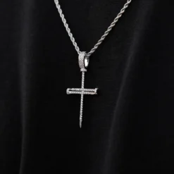 White Gold Nail Cross -Fashion Jewelry Discount Store 606A0999
