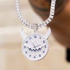 Fivio Demon Time Pendant - White Gold -Fashion Jewelry Discount Store 606A7431
