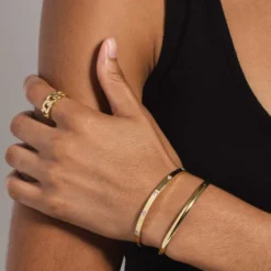 Open Cuff Bracelet With Round Cut Stones - Yellow Gold -Fashion Jewelry Discount Store 644D0279 AAAE 4956 B034 720377EBAB6C