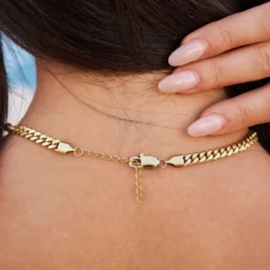 Crystal Heart Miami Cuban - Yellow Gold -Fashion Jewelry Discount Store 6MM Miami Cuban w Pear Cut Stone Necklace 5 2