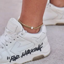 Pear Cut Stone Miami Cuban Anklet - Gold