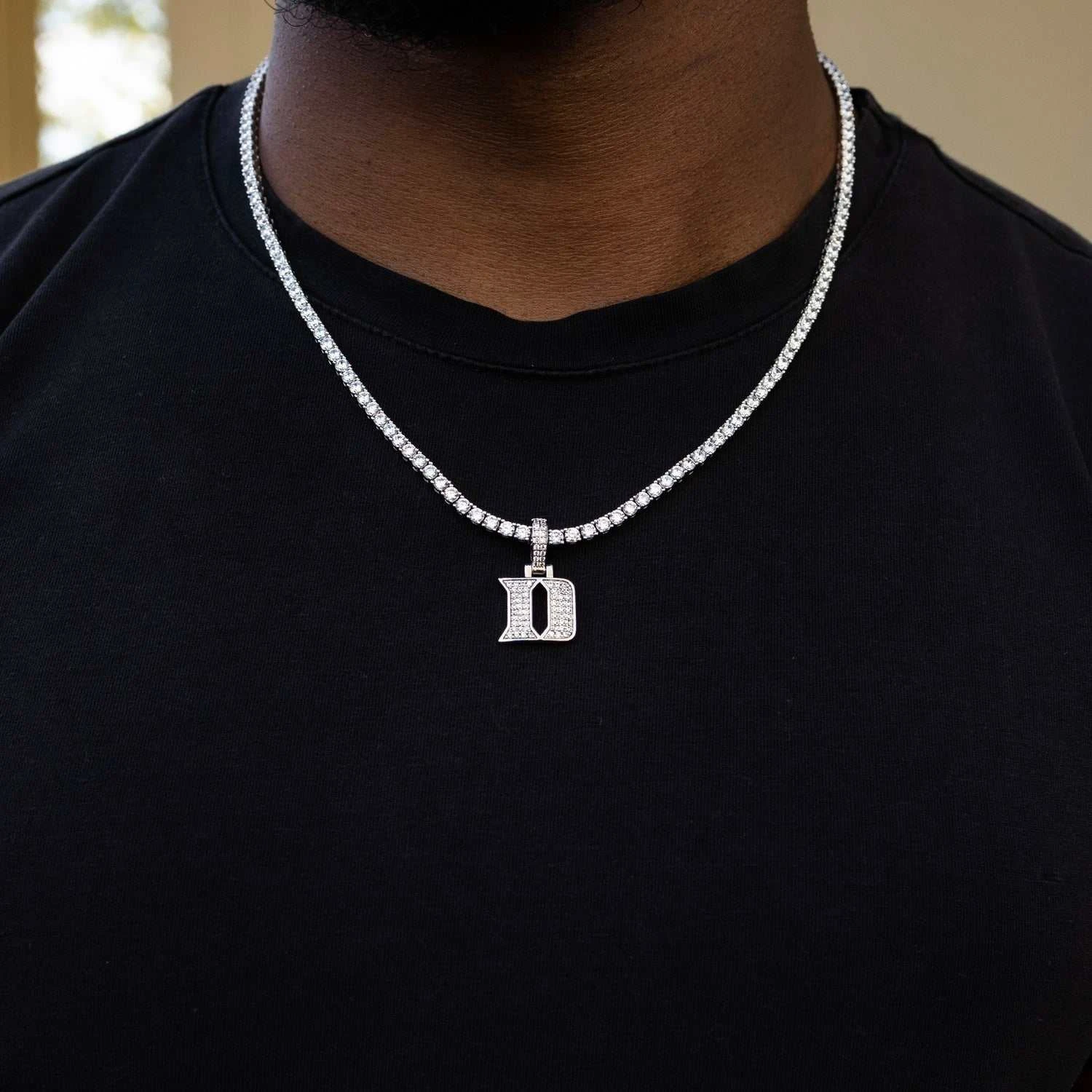 Duke Blue Devils Iron D Pendant - White Gold 2 Duke Blue Devils Iron D Pendant - White Gold - Image 2