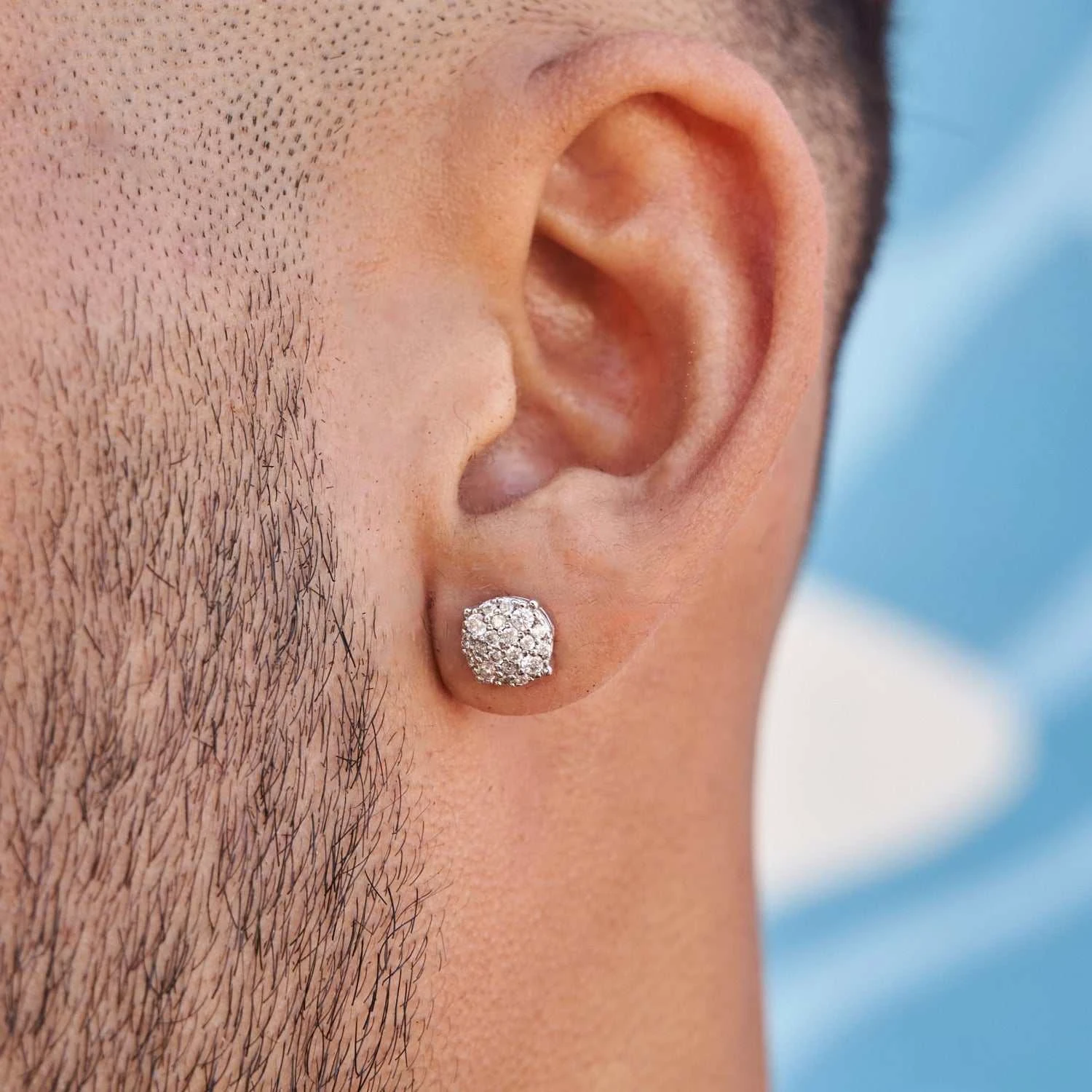 8mm Pave Set Stud Earrings In White Gold 1 8mm Pave Set Stud Earrings In White Gold