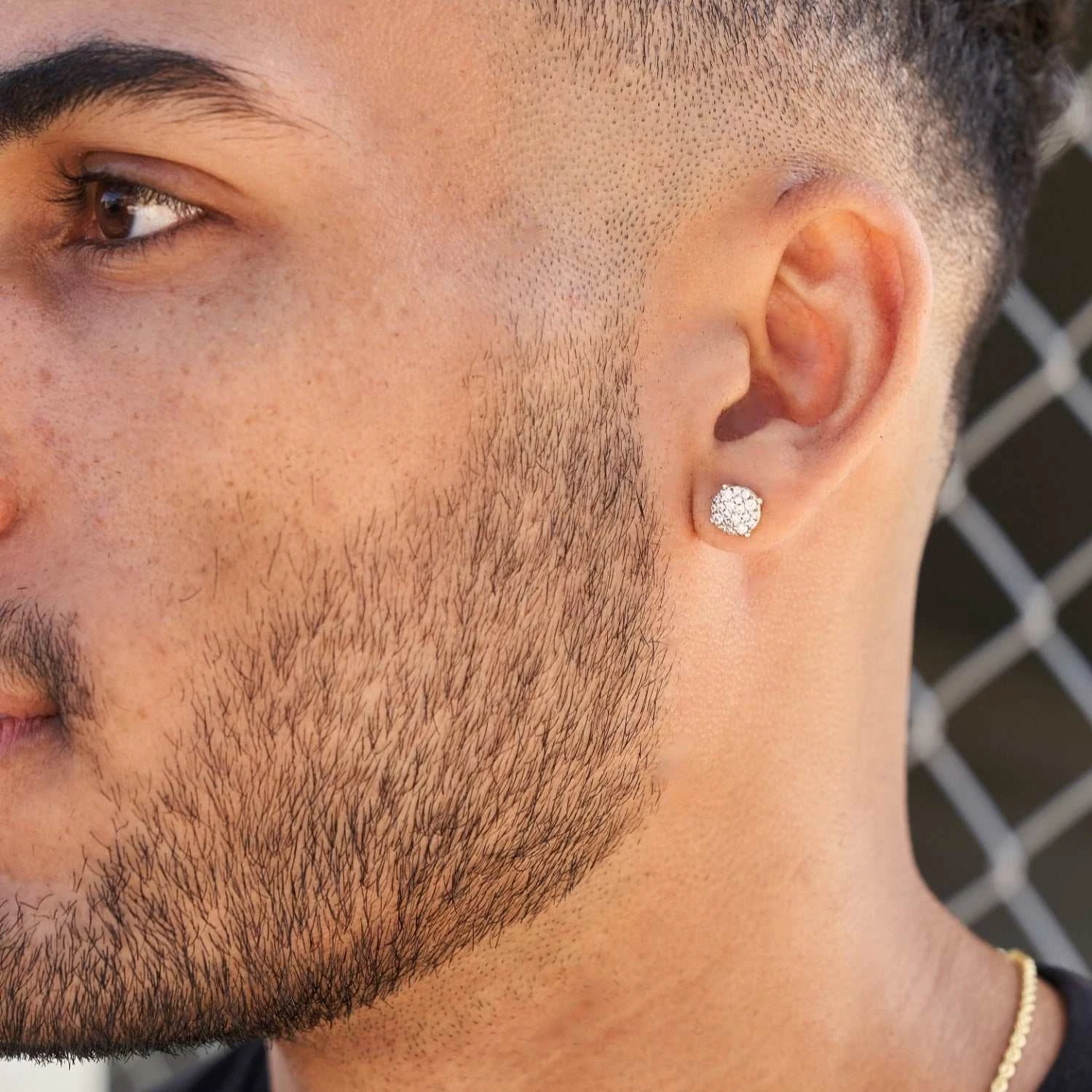 8mm Pave Set Stud Earrings In Yellow Gold 3 8mm Pave Set Stud Earrings In Yellow Gold - Image 3