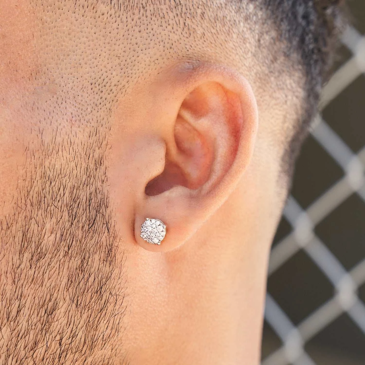 8mm Pave Set Stud Earrings In Yellow Gold 1 8mm Pave Set Stud Earrings In Yellow Gold