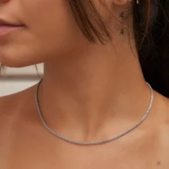 Popcorn Necklace In White Gold (Adjustable)