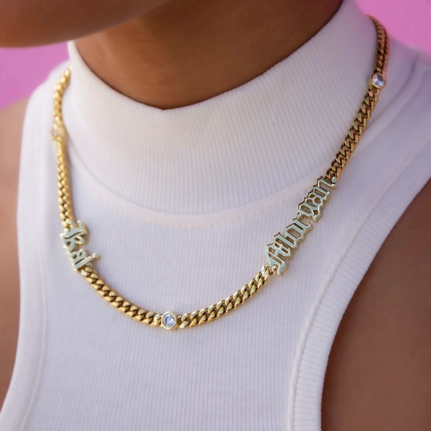 Gothic Stationed Cuban Custom Necklace 2 Gothic Stationed Cuban Custom Necklace - Image 2